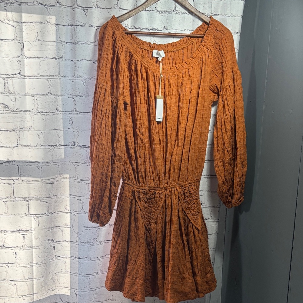 Luca Boho Long Sleeve Orange Dress